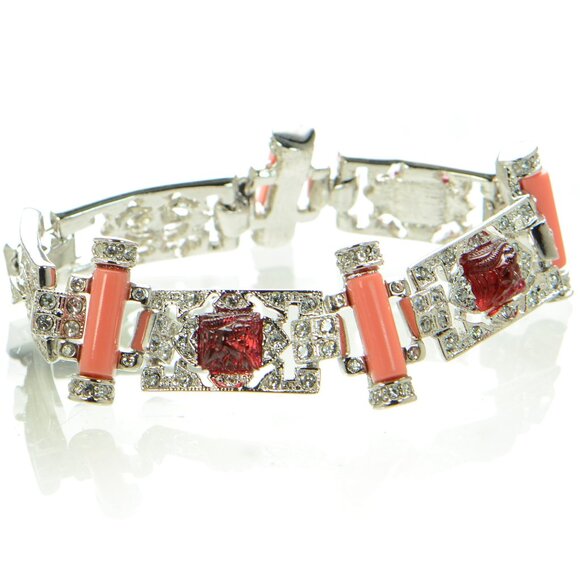 Kenneth Jay Lane KJL Crystal Art Deco Bracelet - Picture 1 of 4